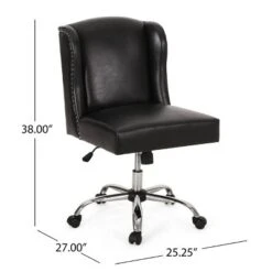 Bergen Contemporary Wingback Swivel Office Chair Midnight Black/Chrome - Christopher Knight Home -Furniture Haven Sales GUEST 06efdf1c 807a 4f71 8c8a c0385ce4938e