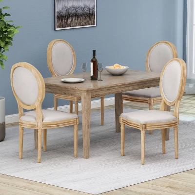 Set Of 4 Phinnaeus French Country Fabric Dining Chairs Beige/Natural - Christopher Knight Home 3 Set Of 4 Phinnaeus French Country Fabric Dining Chairs Beige/Natural - Christopher Knight Home