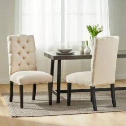 Set Of 2 Berlin Tufted Fabric Dining Chair Natural - Christopher Knight Home -Furniture Haven Sales GUEST 0db9eb6c 7150 47dd bf2c e19d7c29ce65