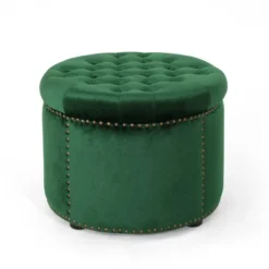 Tiernan Glam Velvet Tufted Ottoman - Christopher Knight Home -Furniture Haven Sales GUEST 1511b5d6 9da6 4a3b 9914 9af04560d101