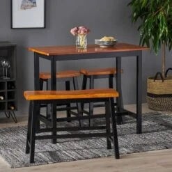 4pc Pomeroy Dining Set Walnut - Christopher Knight Home