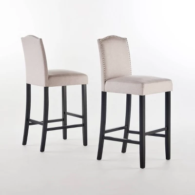 Set Of 2 Darren Contemporary Upholstered Barstools With Nailhead Trim - Christopher Knight Home 8 Set Of 2 Darren Contemporary Upholstered Barstools With Nailhead Trim - Christopher Knight Home - Image 6