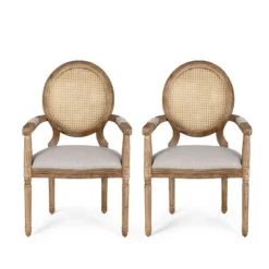 Set Of 2 Judith French Country Wood And Cane Upholstered Dining Chairs - Christopher Knight Home -Furniture Haven Sales GUEST 2c59c3e5 33ce 4547 a3fa 43c58b06465c