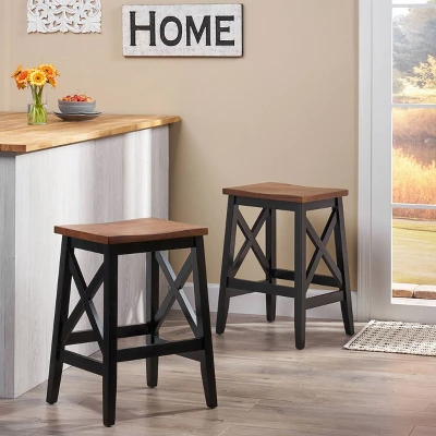 Set Of 2 Heffley Contemporary Farmhouse Wooden Counter Height Barstools Walnut/Black - Christopher Knight Home 3 Set Of 2 Heffley Contemporary Farmhouse Wooden Counter Height Barstools Walnut/Black - Christopher Knight Home