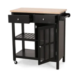 Byway Contemporary Kitchen Cart With Wheels Black/Natural - Christopher Knight Home -Furniture Haven Sales GUEST 37d7f440 7fc8 4a73 b201 5808152b7756