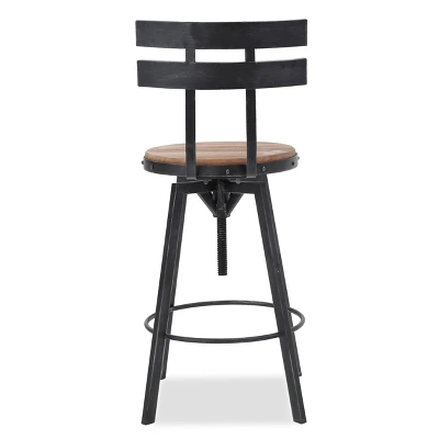 Set Of 2 Alanis Modern Industrial Firwood Adjustable Height Swivel Barstools Natural/Black Brushed Silver - Christopher Knight Home 9 Set Of 2 Alanis Modern Industrial Firwood Adjustable Height Swivel Barstools Natural/Black Brushed Silver - Christopher Knight Home - Image 7