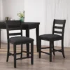 2pc Benner Farmhouse Upholstered Wood Counter Height Barstools Black - Christopher Knight Home