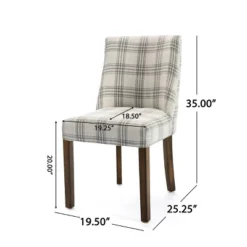 2pk Harman Contemporary Upholstered Plaid Dining Chairs Gray/Light Beige/Brown - Christopher Knight Home -Furniture Haven Sales GUEST 44f83184 b26d 4d60 996b e440176cff87