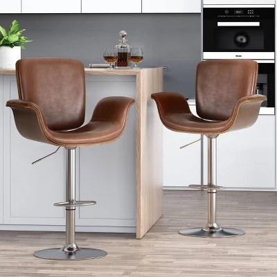 2pc Romer Mid Century Modern Bentwood Adjustable Swivel Counter Height Barstools - Christopher Knight Home 3 2pc Romer Mid Century Modern Bentwood Adjustable Swivel Counter Height Barstools - Christopher Knight Home