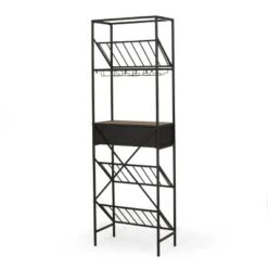 Boster Boho Industrial 21 Bottle Floor Wine Rack With Storage Natural/Black - Christopher Knight Home -Furniture Haven Sales GUEST 4e560d45 a088 4faf af45 25363c758e6b