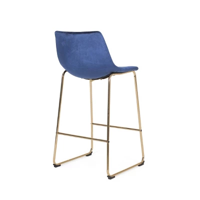 Cedric Modern Glam Velvet Counter Height Barstool Blue/Gold - Christopher Knight Home 5 Cedric Modern Glam Velvet Counter Height Barstool Blue/Gold - Christopher Knight Home - Image 3