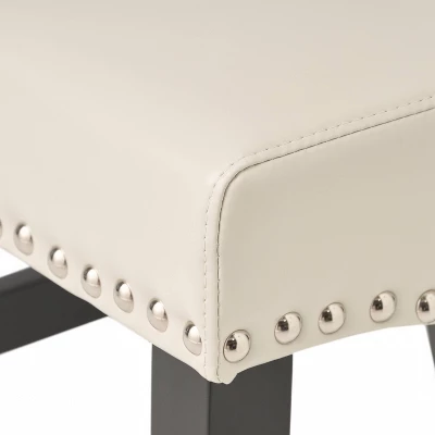 Set Of 2 Lisette Leather 25" Counter Height Barstool Ivory - Christopher Knight Home 4 Set Of 2 Lisette Leather 25" Counter Height Barstool Ivory - Christopher Knight Home - Image 2