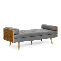 Keairns Mid Century Modern Tufted Double End Chaise Lounge With Bolster Pillows - Christopher Knight Home -Furniture Haven Sales GUEST 603d2405 c2fd 42ac a507 b6a05bb222fa