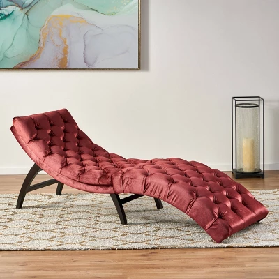 Garret Tufted Velvet Chaise Lounge Garnet - Christopher Knight Home 3 Garret Tufted Velvet Chaise Lounge Garnet - Christopher Knight Home