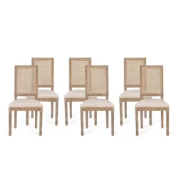 Set Of 6 Regina French Country Wood And Cane Upholstered Dining Chairs - Christopher Knight Home -Furniture Haven Sales GUEST 65489b8a 46b5 40ba b009 2f282869d961