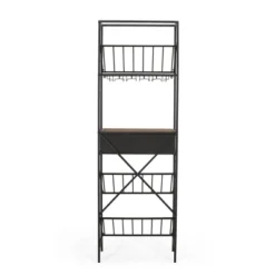 Boster Boho Industrial 21 Bottle Floor Wine Rack With Storage Natural/Black - Christopher Knight Home -Furniture Haven Sales GUEST 6b0b6ce6 d421 4089 8392 7d134756ca49