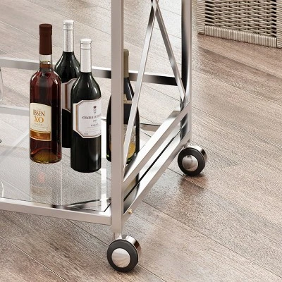 Ignatius Industrial Modern Bar Cart Silver - Christopher Knight Home 4 Ignatius Industrial Modern Bar Cart Silver - Christopher Knight Home - Image 2