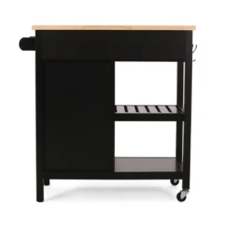 Byway Contemporary Kitchen Cart With Wheels Black/Natural - Christopher Knight Home -Furniture Haven Sales GUEST 74579f90 25c7 47eb ab7e 598780ec4714