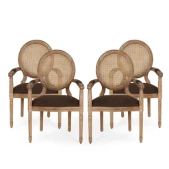 Set Of 4 Judith French Country Wood And Cane Upholstered Dining Chairs - Christopher Knight Home 24 Set Of 4 Judith French Country Wood And Cane Upholstered Dining Chairs - Christopher Knight Home -Furniture Haven Sales GUEST 75054989 225a 4f8f a74f 58e226fd4b38
