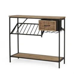 Boster Boho Industrial 8 Bottle Wine Rack Console Table With Storage Natural/Black - Christopher Knight Home -Furniture Haven Sales GUEST 7d84e1f0 712a 48e2 9756 b281cb51fe61