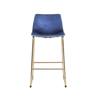Cedric Modern Glam Velvet Counter Height Barstool Blue/Gold - Christopher Knight Home 4 Cedric Modern Glam Velvet Counter Height Barstool Blue/Gold - Christopher Knight Home - Image 2