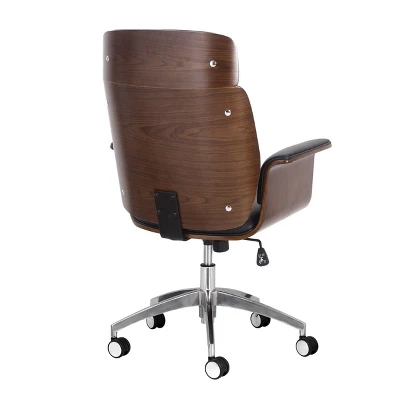 Cannonade Mid-Century Modern Swivel Office Chair Black/Walnut - Christopher Knight Home 5 Cannonade Mid-Century Modern Swivel Office Chair Black/Walnut - Christopher Knight Home - Image 3