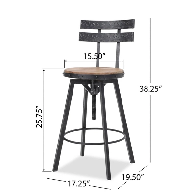 Set Of 2 Alanis Modern Industrial Firwood Adjustable Height Swivel Barstools Natural/Black Brushed Silver - Christopher Knight Home 11 Set Of 2 Alanis Modern Industrial Firwood Adjustable Height Swivel Barstools Natural/Black Brushed Silver - Christopher Knight Home - Image 9