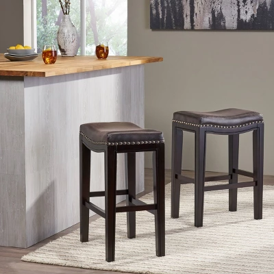 Set Of 2 Tiffin Contemporary Studded Counter Height Barstools - Christopher Knight Home 3 Set Of 2 Tiffin Contemporary Studded Counter Height Barstools - Christopher Knight Home