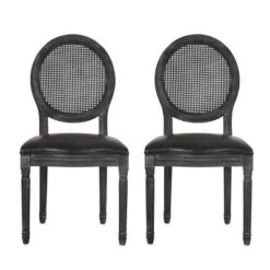 2pk Aquilla French Country Wood And Cane Upholstered Dining Chairs - Christopher Knight Home -Furniture Haven Sales GUEST 8ac80d03 9011 428e 9d81 14ffdf9a94d6