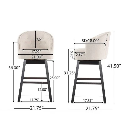 Set Of 2 30.5" Ogden Barstool - Christopher Knight Home 5 Set Of 2 30.5" Ogden Barstool - Christopher Knight Home - Image 3