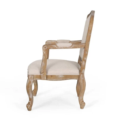 Set Of 2 Andrea French Country Wood Upholstered Dining Armchairs - Christopher Knight Home 6 Set Of 2 Andrea French Country Wood Upholstered Dining Armchairs - Christopher Knight Home - Image 4