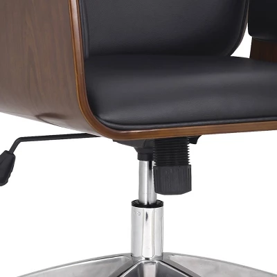 Cannonade Mid-Century Modern Swivel Office Chair Black/Walnut - Christopher Knight Home 11 Cannonade Mid-Century Modern Swivel Office Chair Black/Walnut - Christopher Knight Home - Image 9