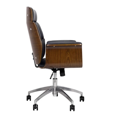 Cannonade Mid-Century Modern Swivel Office Chair Black/Walnut - Christopher Knight Home 6 Cannonade Mid-Century Modern Swivel Office Chair Black/Walnut - Christopher Knight Home - Image 4