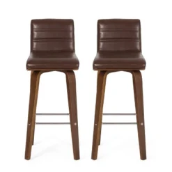 2pc Hargis Mid Century Modern Channel Stitch Bentwood Swivel Counter Height Barstools - Christopher Knight Home -Furniture Haven Sales GUEST 9a61a2f7 1bb6 4656 847c 9adf7fc3ef58