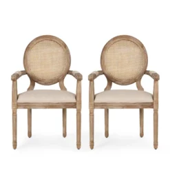 Set Of 2 Judith French Country Wood And Cane Upholstered Dining Chairs - Christopher Knight Home -Furniture Haven Sales GUEST 9e295e5d fba0 4233 abd4 93d956e31c41