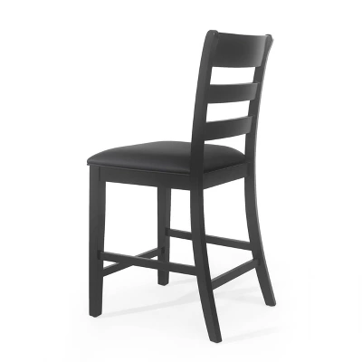 2pc Benner Farmhouse Upholstered Wood Counter Height Barstools Black - Christopher Knight Home 5 2pc Benner Farmhouse Upholstered Wood Counter Height Barstools Black - Christopher Knight Home - Image 3