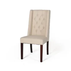Set Of 2 Blount Wooden Dining Chairs With Fabric Cushions Beige/Natural Finish - Christopher Knight Home -Furniture Haven Sales GUEST a797d124 7038 413a 877d 48973887d66d