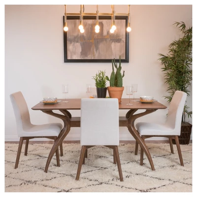 5pc Orrin Dining Set Natural Walnut/Light Beige - Christopher Knight Home 3 5pc Orrin Dining Set Natural Walnut/Light Beige - Christopher Knight Home