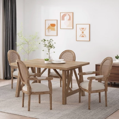 Set Of 4 Judith French Country Wood And Cane Upholstered Dining Chairs - Christopher Knight Home 3 Set Of 4 Judith French Country Wood And Cane Upholstered Dining Chairs - Christopher Knight Home