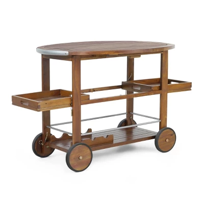 Cynthia Farmhouse Wooden Bar Cart Dark Oak Brown - Christopher Knight Home 7 Cynthia Farmhouse Wooden Bar Cart Dark Oak Brown - Christopher Knight Home - Image 6