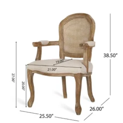 2pk Mina French Country Wood And Cane Upholstered Dining Chairs - Christopher Knight Home -Furniture Haven Sales GUEST bb44b40e 91b5 4b86 a09f 69fbc661af0e