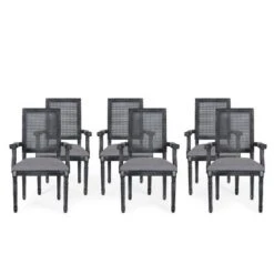 Set Of 6 Maria French Country Wood And Cane Upholstered Dining Chairs - Christopher Knight Home -Furniture Haven Sales GUEST bc5185f4 04a0 45ef 8255 ac7a527ed3dd