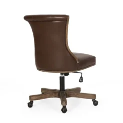 Coulee Contemporary Upholstered Roll Back Swivel Office Chair Dark Brown/Natural - Christopher Knight Home -Furniture Haven Sales GUEST c03648fb 16a5 4f47 8051 bb120f237be5