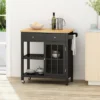 Byway Contemporary Kitchen Cart With Wheels Black/Natural - Christopher Knight Home -Furniture Haven Sales GUEST c63b5102 d8d7 4b10 9b0b 25385c831d0f