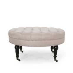 Cimarron Contemporary Round Ottoman With Rolling Casters - Christopher Knight Home -Furniture Haven Sales GUEST dbe5a222 24a6 4542 9788 2b6f4e33302b