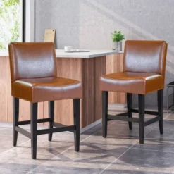 Set Of 2 25.5" Lopez Leather Counter Height Barstools - Christopher Knight Home -Furniture Haven Sales GUEST dbf5b48c 37b9 4709 8095 2ad5472915b3
