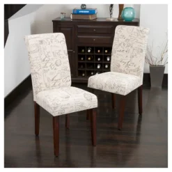 Set Of 2 French Handwriting Linen Dining Chair Beige - Christopher Knight Home -Furniture Haven Sales GUEST dda1570f 0bac 405f 9a95 30539fa5e175