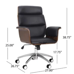 Cannonade Mid-Century Modern Swivel Office Chair Black/Walnut - Christopher Knight Home 22 Cannonade Mid-Century Modern Swivel Office Chair Black/Walnut - Christopher Knight Home -Furniture Haven Sales GUEST e34781f7 60f0 4e46 86c7 b61bffd9b00f