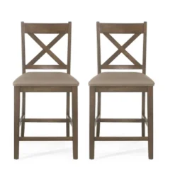 2pc Emory Farmhouse Upholstered Wood Counter Height Barstools - Christopher Knight Home -Furniture Haven Sales GUEST e5ac4a09 f388 491c a8e4 a0d587106bb8