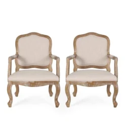Set Of 2 Andrea French Country Wood Upholstered Dining Armchairs - Christopher Knight Home 27 Set Of 2 Andrea French Country Wood Upholstered Dining Armchairs - Christopher Knight Home -Furniture Haven Sales GUEST fbb31e6e 667c 4058 8270 690788356cc3